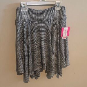 Black and White Asymmetrical Houndstooth Skirt